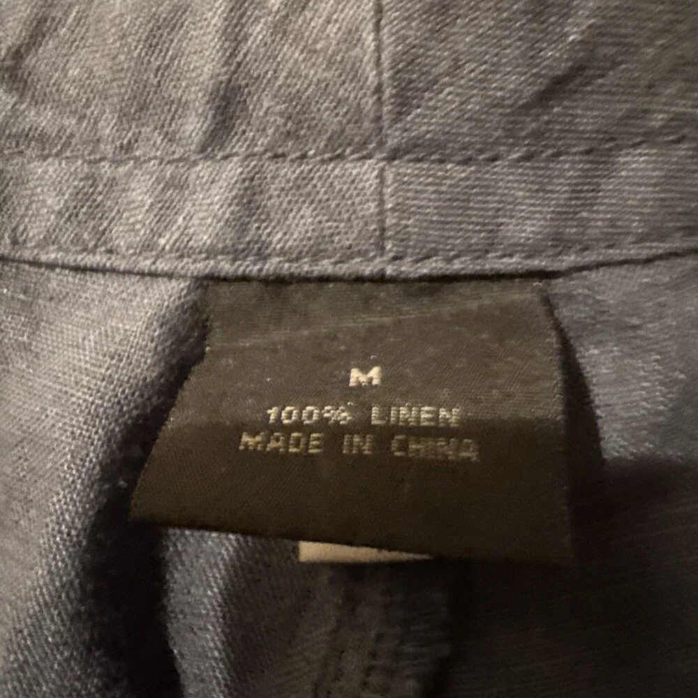 Express 💯 Linen Pants Men’s M (34x32) Blue Drawstring Button Fly Y2K Resort